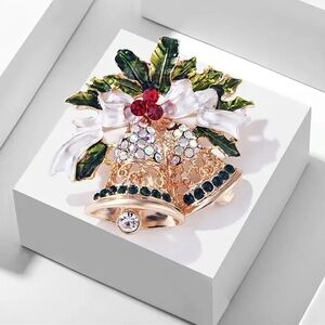 Elegant Holiday Bell Brooch, Christmas Brooch, Holiday Brooch